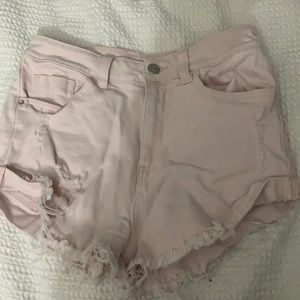 Pink denim shorts